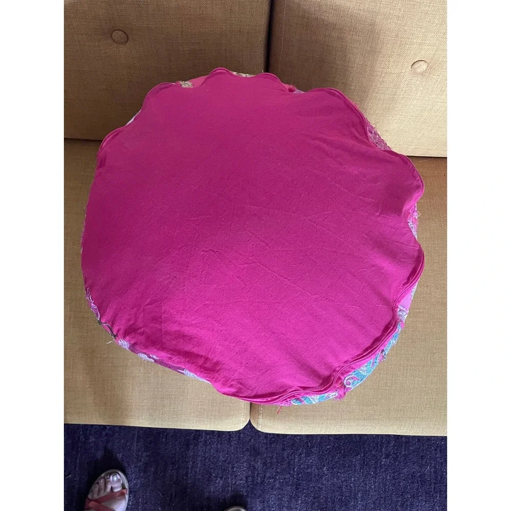 Handmade Indian Round Recycled Sari Patchwork Floor Pouf 18